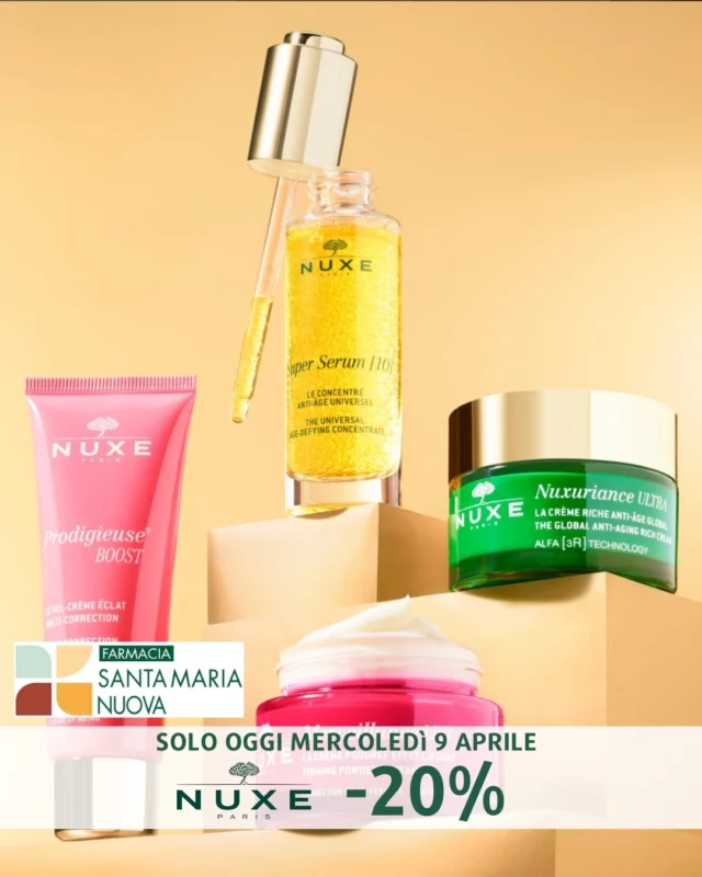 SOLO OGGI MERCOLEDì 9 APRILE 
🔴-20% su tutta la linea NUXE🪴
l’eccellenza nella cosmesi di origine naturale che combina la ricerca avanzata con ingredienti botanici e formule uniche!
Da NON PERDERE lo sconto sui cofanetti -30% + -20% 
FINO AD ESAURIMENTO SCORTE!!!